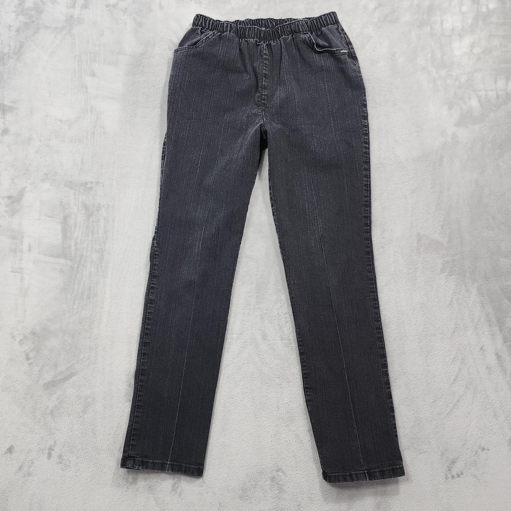 Vintage CHIC Jeans Womens 12 Gray High Rise Tapered Pull On Stretch Denim Casual